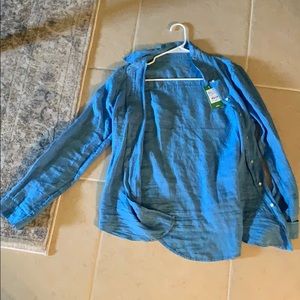 NWT Medium sea view linen button down top